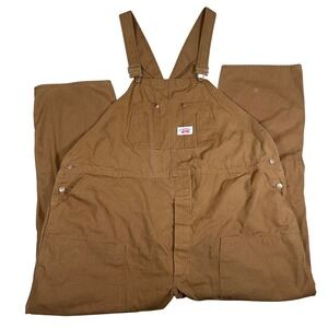 Round House Mens Brown Duck Canvas Bib Overalls Made in USA 54x32 Workwear